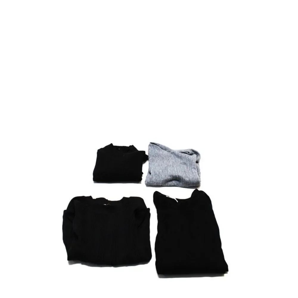Zara Womens Knit Tee Shirts Sweater Black Gray Size Small Large Lot 4